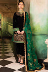 JZ 953-9000 Micro 3 Piece Unstitched Heavy Embroidered 9000 Micro Velvet Suit Four Sided Embroidered Organza Dupatta
