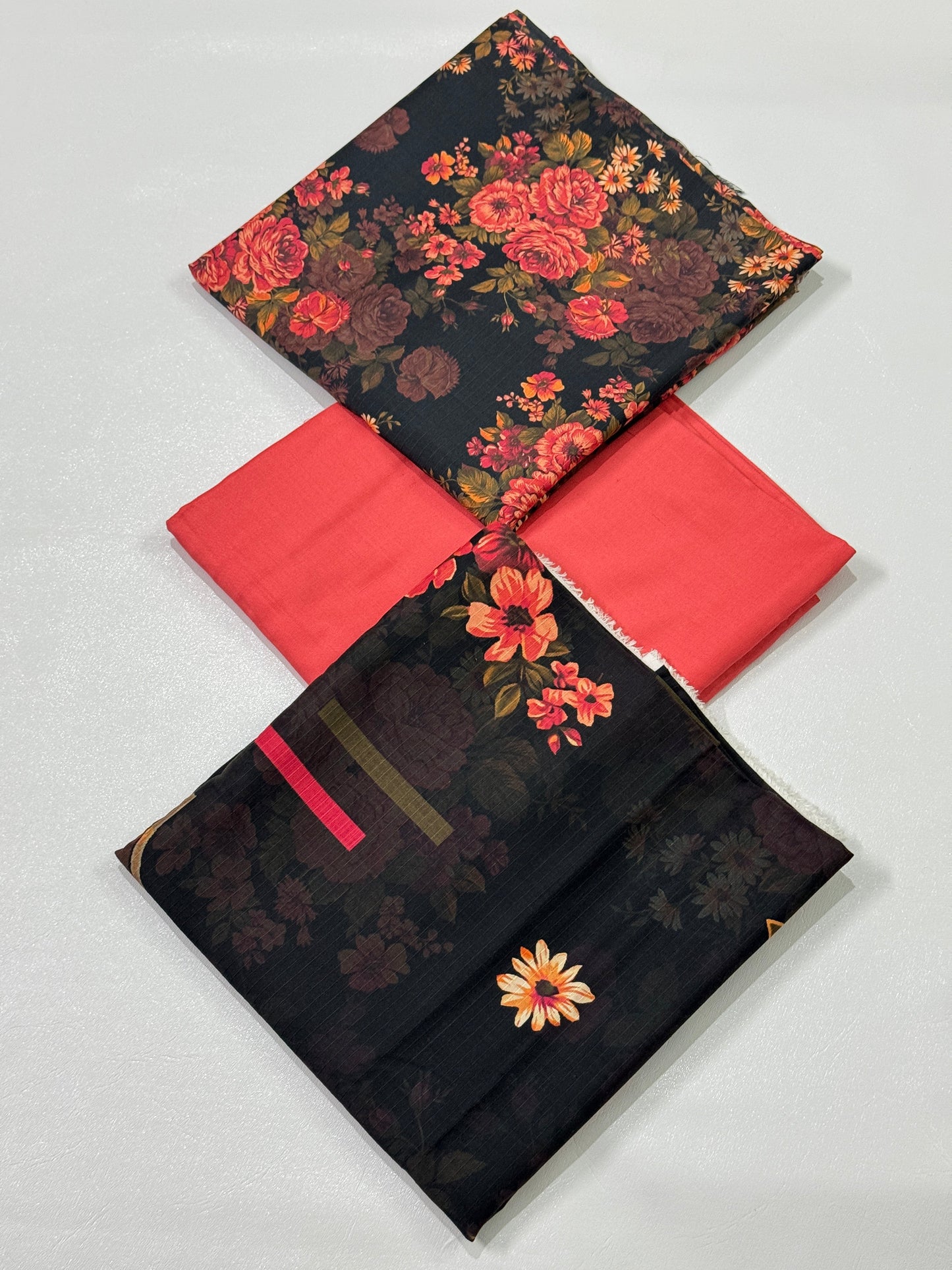 3 Pc Doria Linen Printed Unstitched Suit