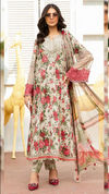 MB 425-3 Pcs Digital Printed Lawn Shirt Trouser and Dupatta with Embroidered Patches