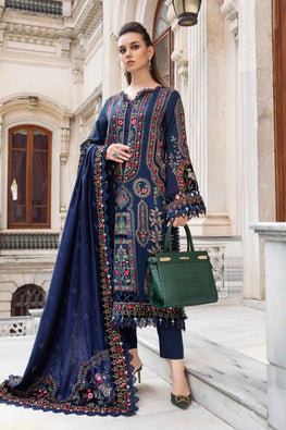 MB 965- 3 Piece Dhanak Embroidery Suit With Four Sides Embroidery Dhanak Shawl