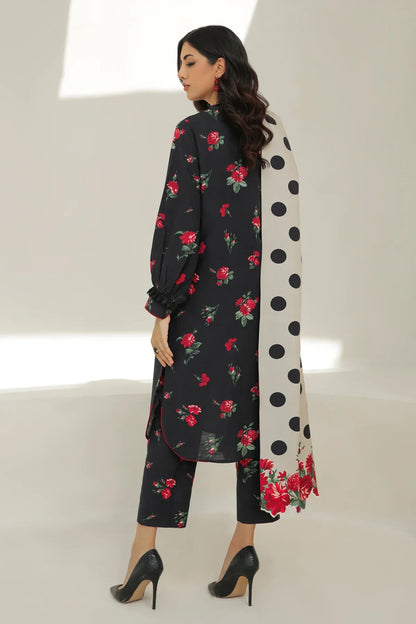 3Pc Digital Lawn Suit With ( Digital Printed Voile Dupatta )- BQ 1240