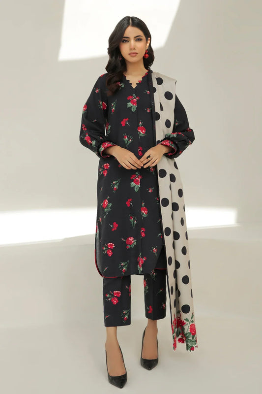 3Pc Digital Lawn Suit With ( Digital Printed Voile Dupatta )- BQ 1240