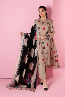 NS 1080-3 Piece Unstitched Embroidered Dhanak Suit ( Woolen Printed Shawl )