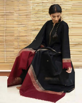 BR 1075B-3PC Dhanak suit with Woolen Shawl