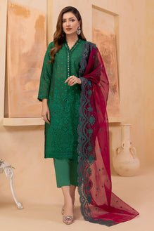 LM 18-Chicken kari borring Embroiderys 3 Pec Fully Embroidered Lawn Stuff With Organza Fully Embroidered Dupatta Extra Patches