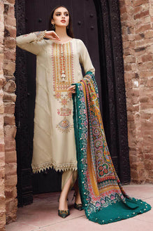 RM 670-3 Piece Unstitched Heavy Embroidered Dhanak Wool Suit Printed Woolen Shawl