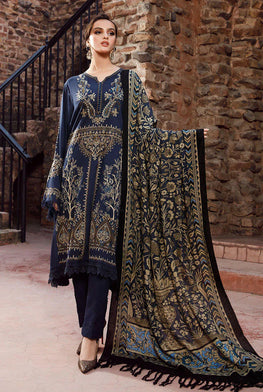 MB 1155-3Pc Heavy Embroidery Dhanak Stuff With Printed Wool Shawl