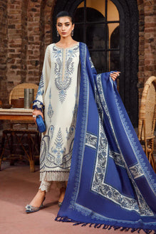 MB 715-3 Piece Embroidered Dhanak Shirt with Printed Wool Shawl