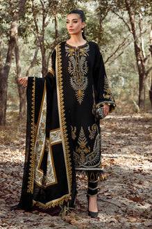 MB 700-3 Piece Embroidered Dhanak Shirt with Printed Wool Shawl