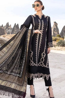 MB 58 Dhanak Stuff 3Pc Fully Embroidered Dress With Digital Printed Wool Shawl & Patches