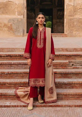 ZK 970- 3 piece Dhanak Stuff With Dhanak Embroidery Shawl