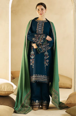 BR 840-3 Piece Heavy Embroidered Dhanak Dress ( Dhanak Embroidered Dupatta )