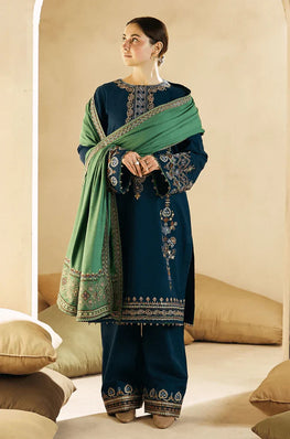 BR 840-3 Piece Heavy Embroidered Dhanak Dress ( Dhanak Embroidered Dupatta )