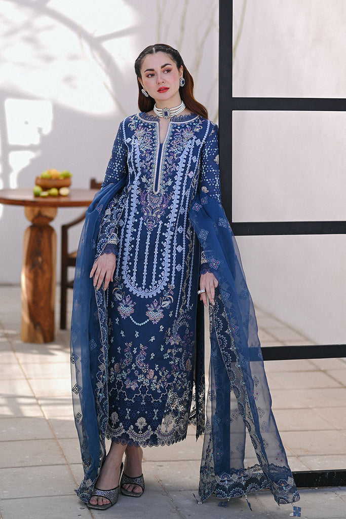 SPB2545-3 Piece Embroidered Lawn Shirt with Embroidered Organza Dupatta