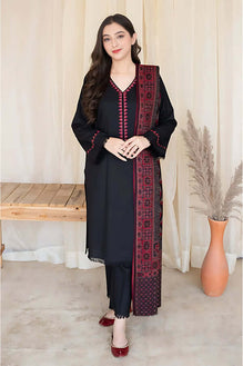 BC-835 3 Piece Unstitched Embroidered Dhanak Suit ( Printed Woolen Shawl )