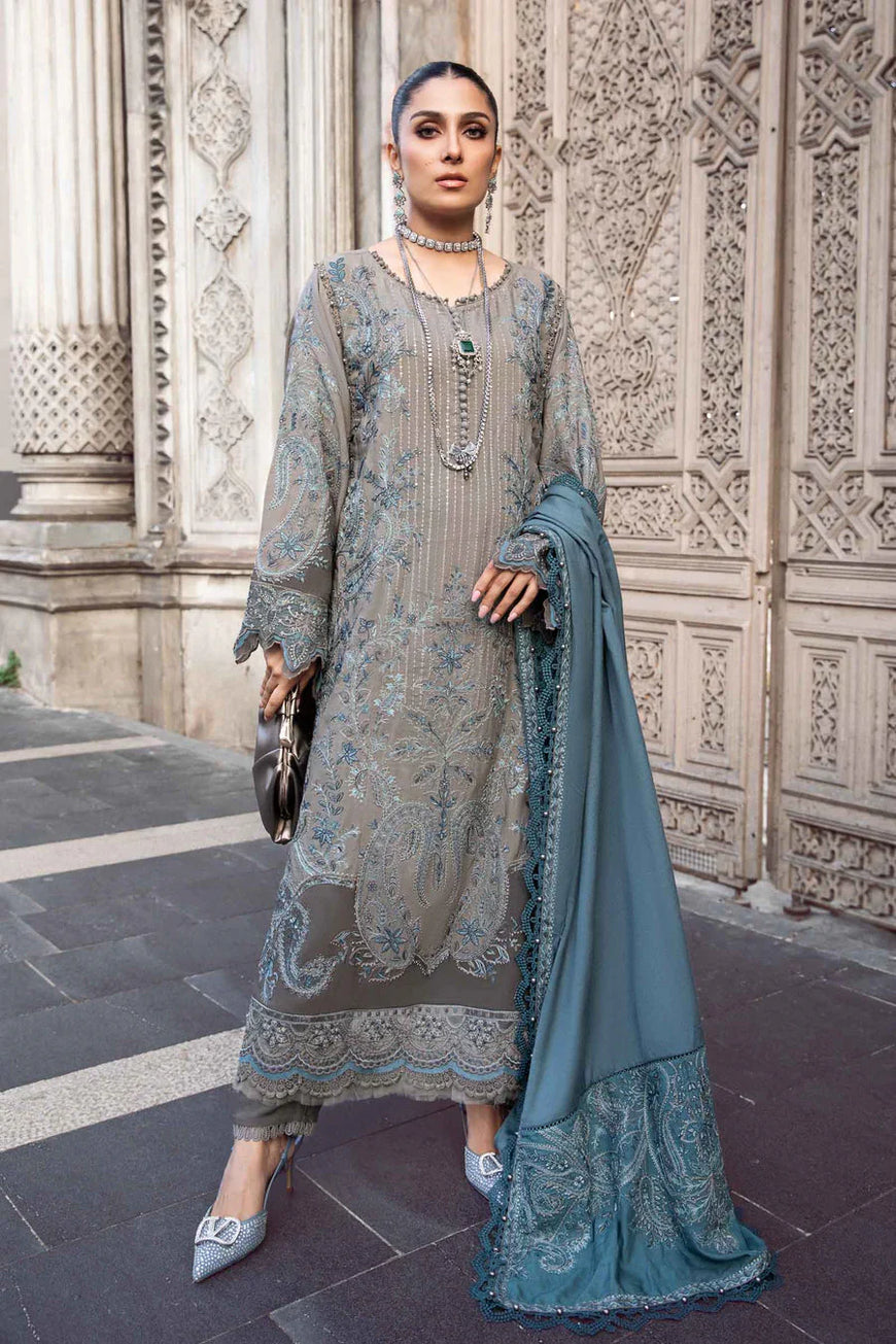 IZ 775-Dhanak Stuff 3 Piece Fully Embroidered Suit With Dhanak Embroidered Shawl