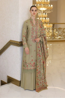 BR 955-Dhanak Stuff 3 Piece Fully Embroidered Suit With Dhanak Embroidered Shawl