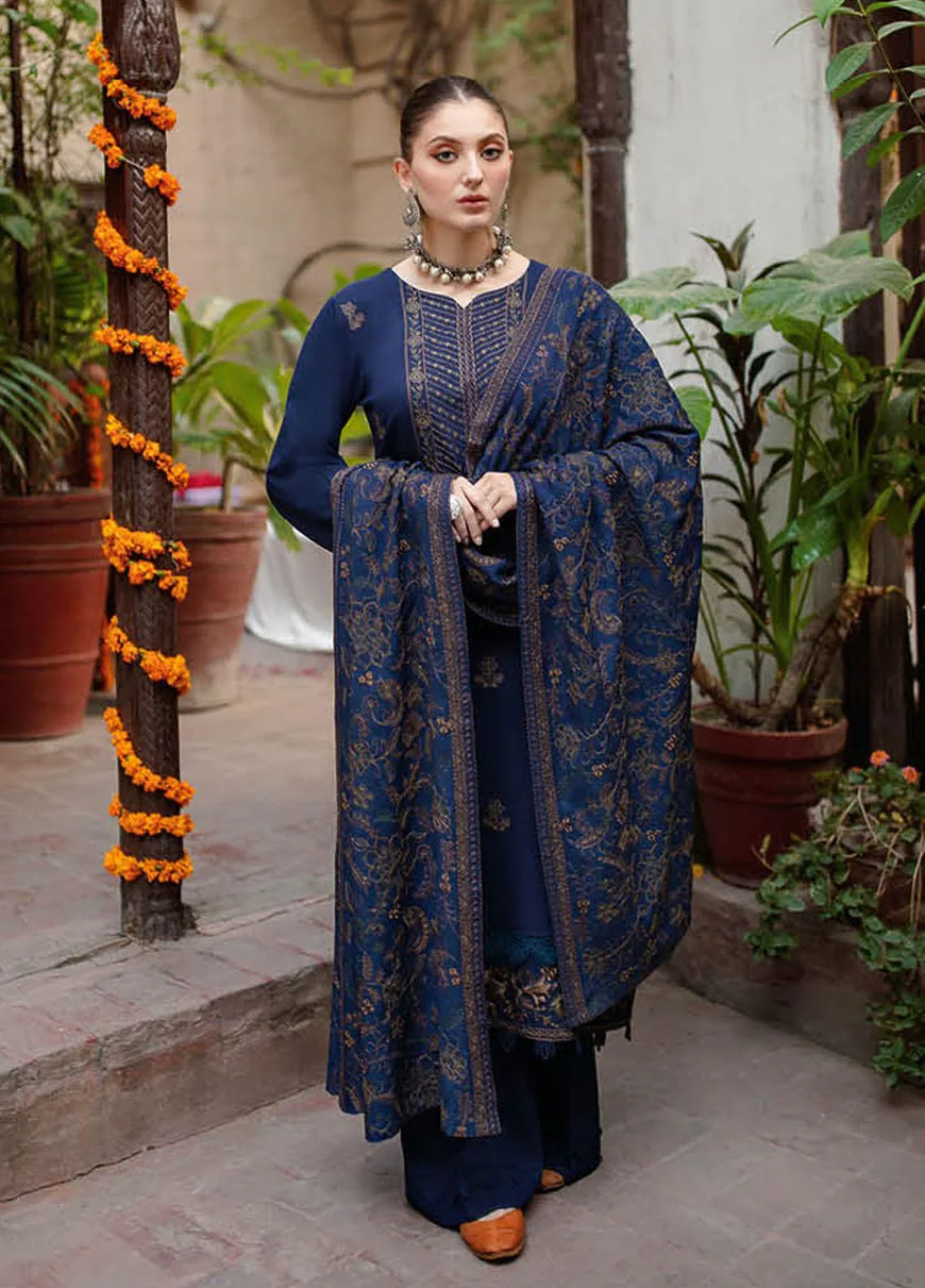 BR 605-3 Piece Unstitched Heavy Embroidered Karandi Dhanak Wool Suit Heavy Embroidered Karandi Dhanak Shawl