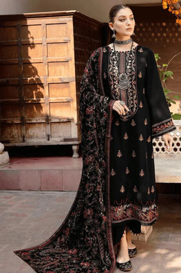 RM 650-3 Piece Unstitched Heavy Embroidered Dhanak Wool Suit Heavy Embroidered Dhanak Shawl