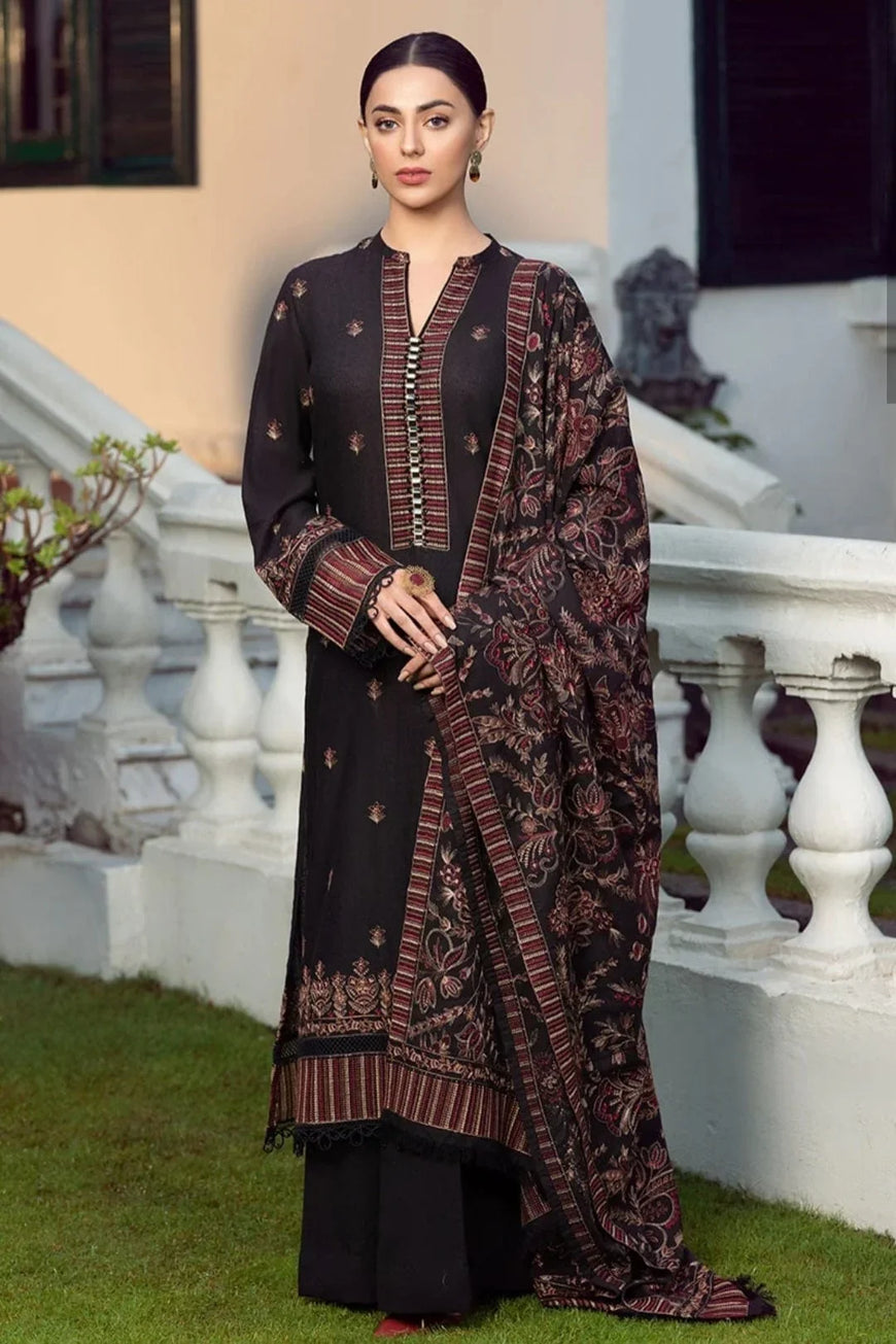 BR 1020-3 Piece Unstitch Heavy Embroidery Dhanak Stuff With Heavy Embroidery Dhanak Shawl