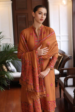 BR 665- 3 Piece Dhanak Embroidery Suit With Embroidery Dhanak Shawl