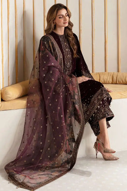 BQ 1015- Velvet Stuff 9000 Micro Fully Embroidery With Sequence Work Organza Dupatta