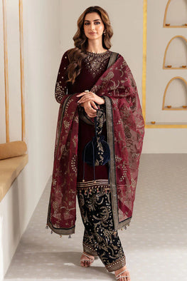 BQ 1010- Velvet Stuff 9000 Micro Fully Embroidery Sequence Work With Sequence Embroidery Organza Dupatta