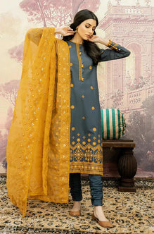 CS 840 3PC Lawn  Embroidered Mirror Work Shirt With  Embroidered Dupatta