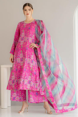 KD 121-Lawn Stuff 3 Piece Digital Printed Stemped Article With Monar Dupatta