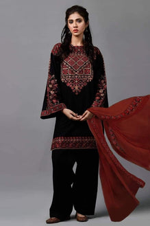 KS 485-3Pc Heavy Embroidered Lawn Dress With Embroidered Chifoon Dupatta