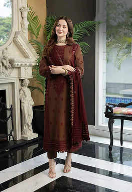 AJ 56-3 Piece Embroidered Dhanak Shirt with Embroidered Dhanak Dupatta