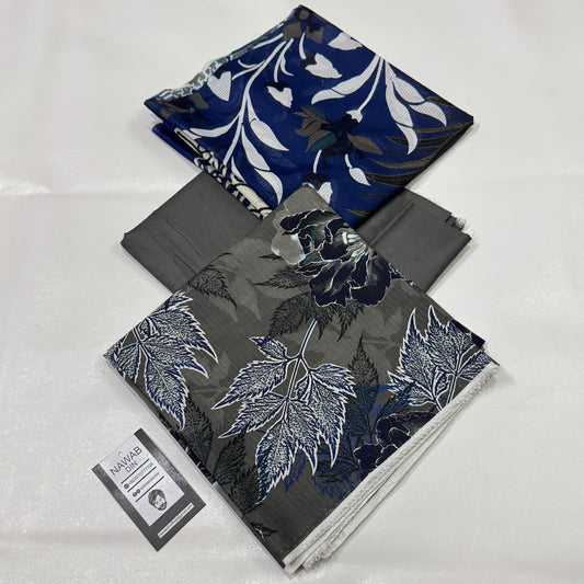 3 Pc Doria Linen Printed Unstitched Suit