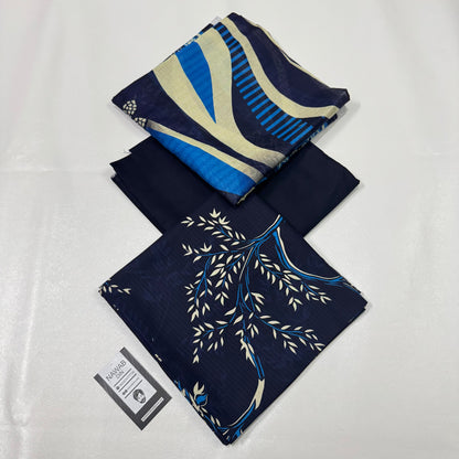 3 Pc Doria Linen Printed Unstitched Suit