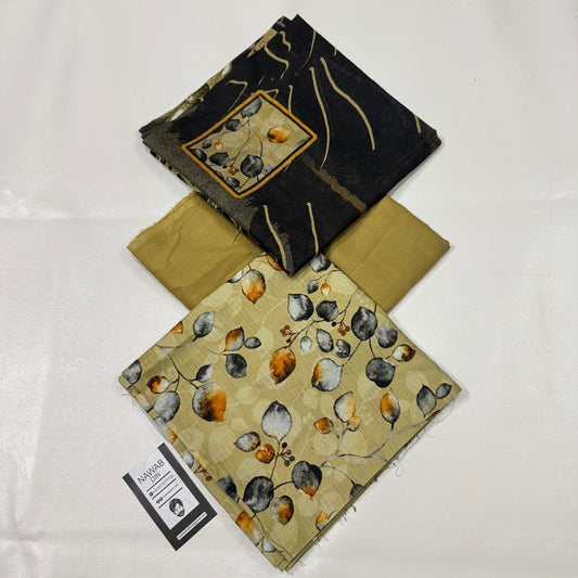 3 Pc Doria Linen Printed Unstitched Suit
