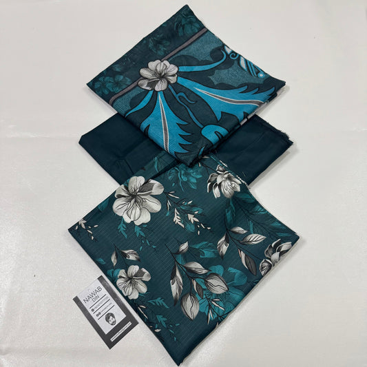 3 Pc Doria Linen Printed Unstitched Suit