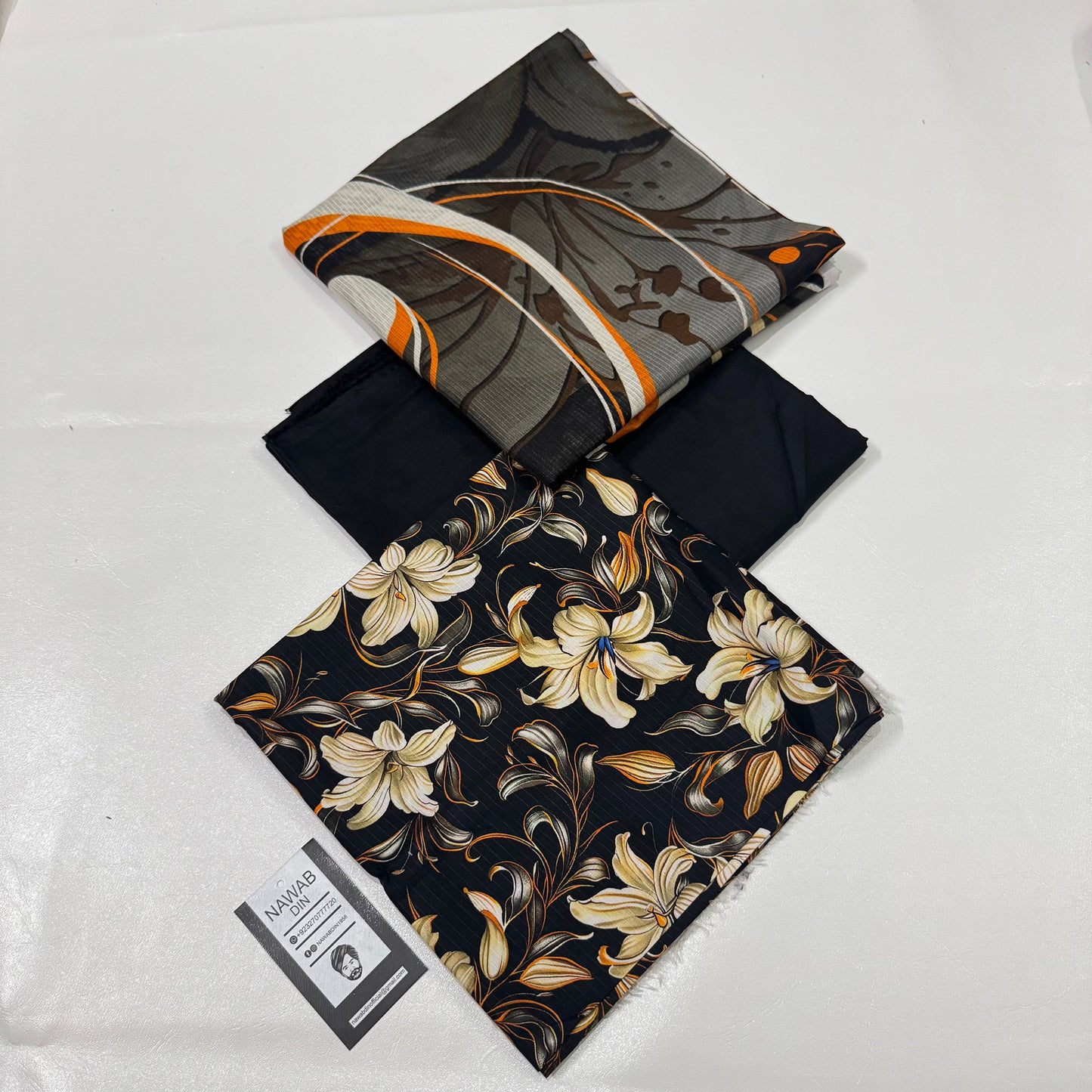 3 Pc Doria Linen Printed Unstitched Suit