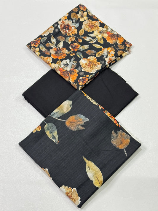 3 Pc Doria Linen Printed Unstitched Suit