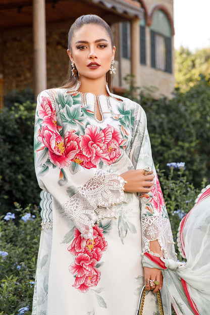 M Print Stemmed Article's Lawn Stuff 3 Piece Digital Printed With Lawn Silk Duppata Extra Patch's MB31