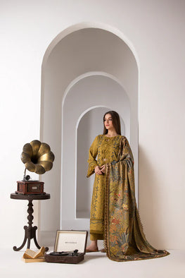 SN 59-3 Piece Embroidered Dhanak Shirt with Printed Wool Shawl