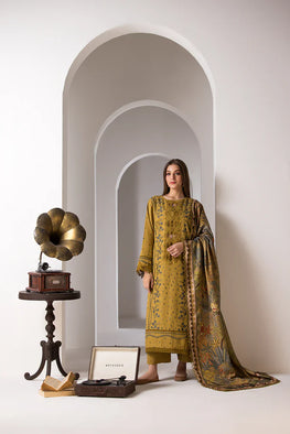 SN 59-3 Piece Embroidered Dhanak Shirt with Printed Wool Shawl