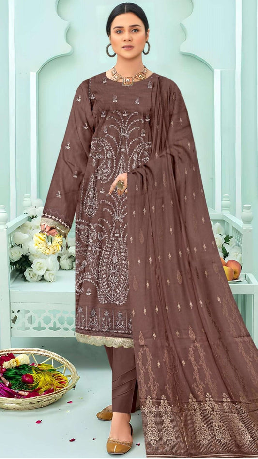 3-Piece Doria Lawn Embroidered Suit - Nawab Din