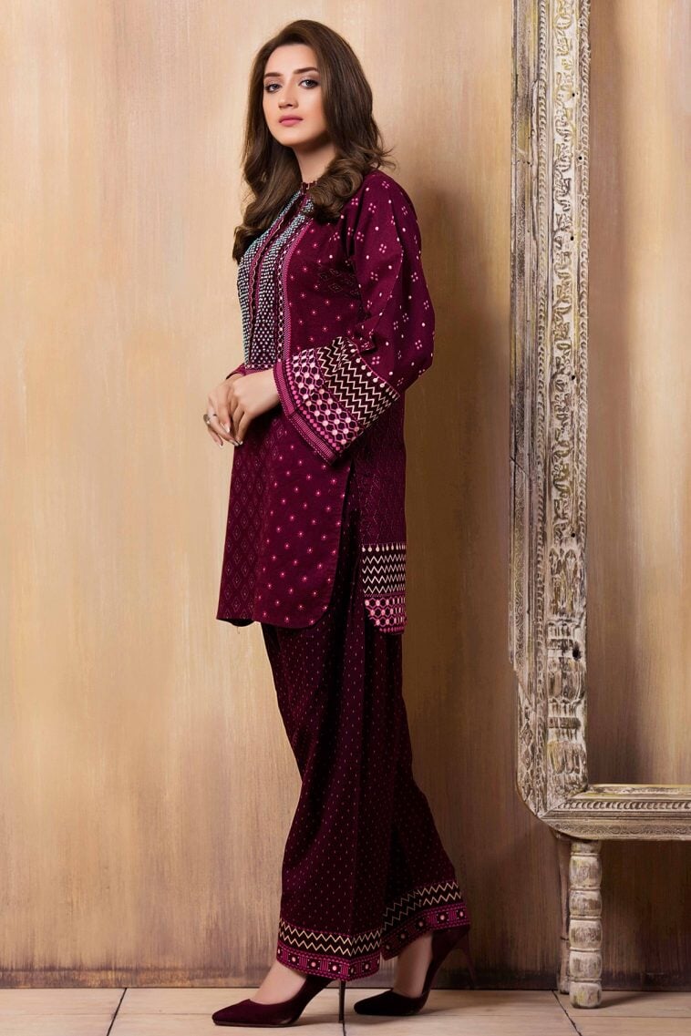 2 Pc Embroidered Lawn Suite With Fully Embroidered trouser & Patches KS 765 DhanakStore 