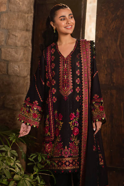 ZH 960-Dhanak Stuff 3 Piece Fully Embroidered Suit With Dhanak Embroidery Shawl