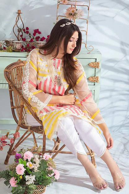 Tulip 2pcs Embroidered Organza Winter Dress - Rd 1013