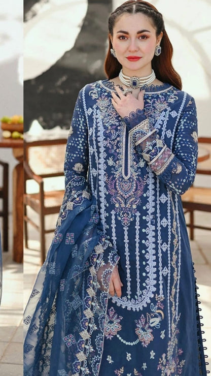 SP 2545-3 Piece Embroidered Lawn Shirt with Embroidered Organza Dupatta