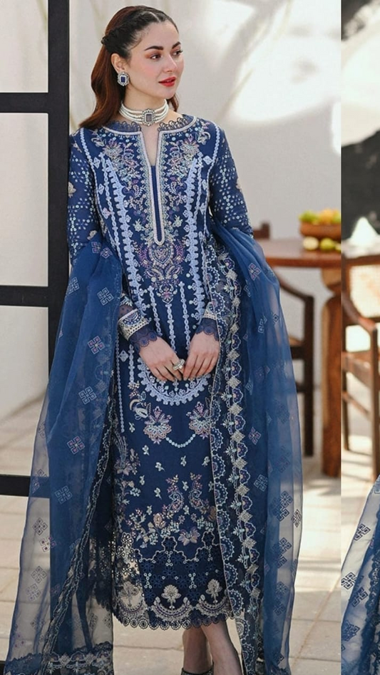 SP 2545-3 Piece Embroidered Lawn Shirt with Embroidered Organza Dupatta