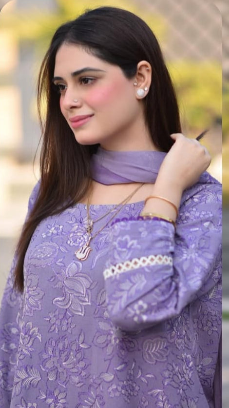 BR 2575-3 Pcs Embroidered Lawn Shirt with Embroidered Chifoon Dupatta BR 2575