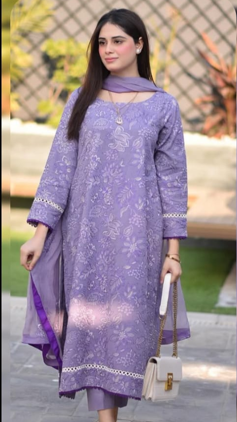 BR 2575-3 Pcs Embroidered Lawn Shirt with Embroidered Chifoon Dupatta BR 2575