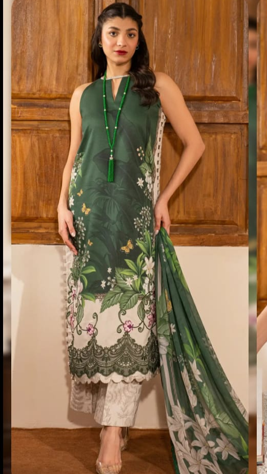 LM 460-3 Piece Unstitched Digital Printed Lawn Suit ( Printed Lawn Dupatta )