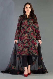 BR 345-Embroidered 3pc Lawn  dress with embroidered chiffon dupatta